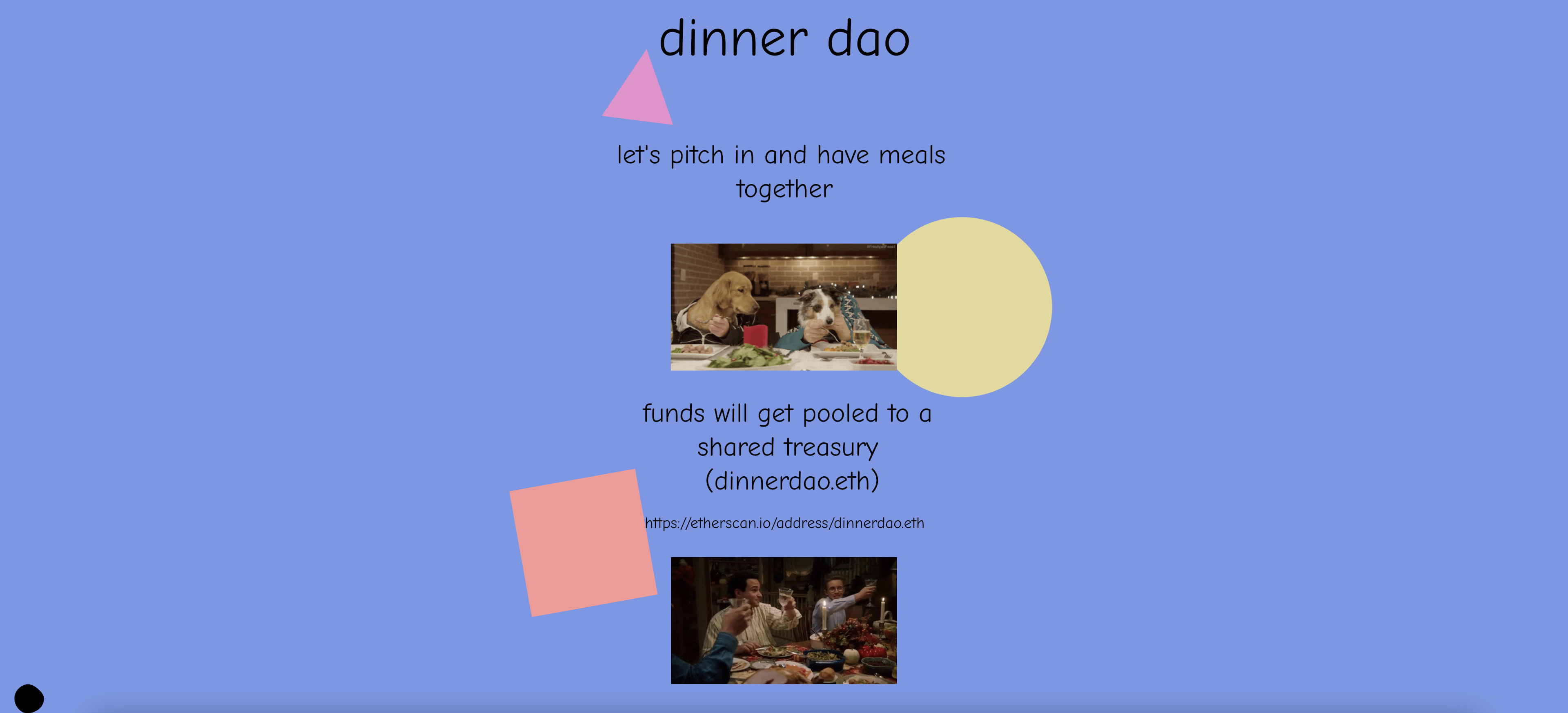 First Dinner DAO website, made in less than 30 minutes